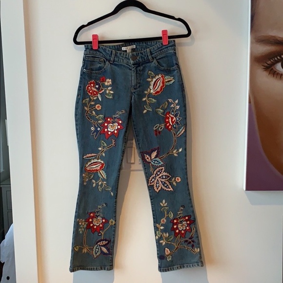 Alice & Olivia Ryley embroidered Cropped Jeans 25 - Picture 3 of 6